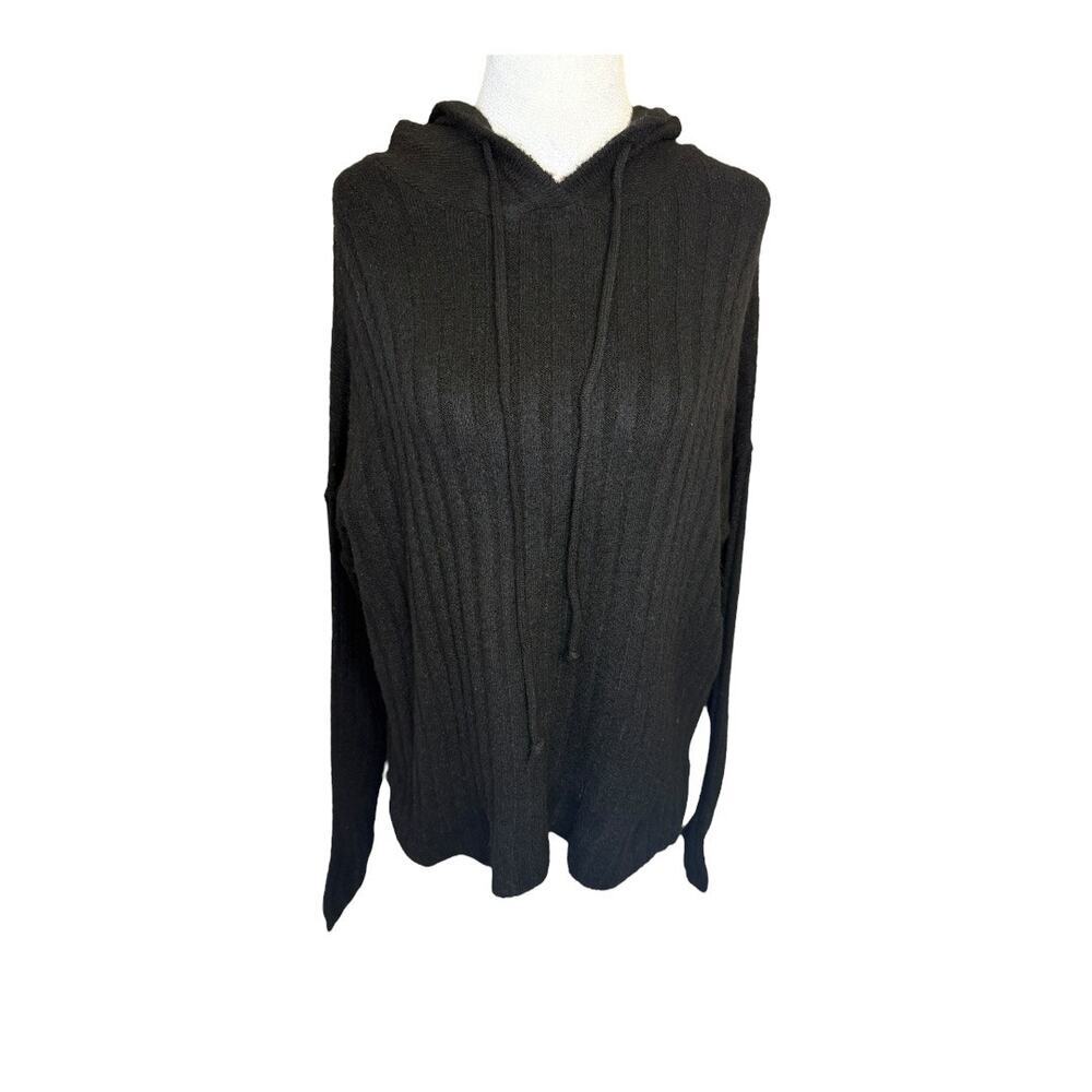 NEW Sweet Romeo‎ Women's XS Black Hooded Ribbed Pullover Sweater Casual NWT